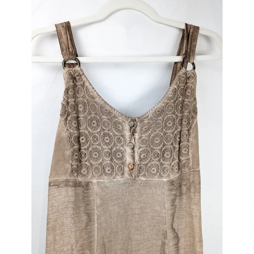 Vintage Y2K Fairy Grunge Babdyoll Mini Dress Sz S Brown Crochet Lace Boho Indie